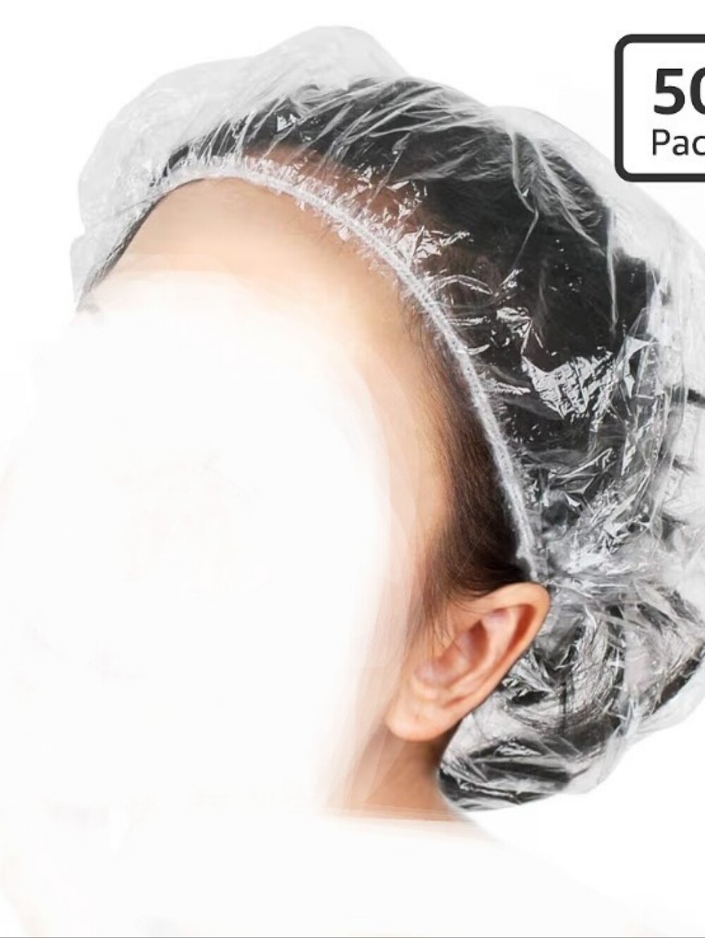 🔥4/$20 Disposable Shower Caps NEW 50 Pieces -Plastic -Clear  -44CM -Hair Cap